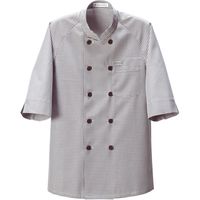 セブンユニフォーム コックシャツ・兼・五分 ホワイト×ブラウン M BA1226-6 2点（直送品）