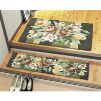 ファミリー・ライフ 天津フックカービング玄関マットグリーン系30×150cmあがりかまち 50239（直送品）