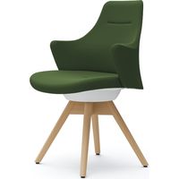 オカムラ ライブス ワークチェア ローバック 木脚/ナチュラル 張地：ツイル（単色） ダークグリーン/ホワイト CD63YW FKY5 1脚（直送品）