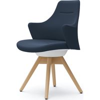 オカムラ ライブス ワークチェア ローバック 木脚/ナチュラル 張地：ツイル（単色） ダークブルー/ホワイト CD63YW FKY4 1脚（直送品）