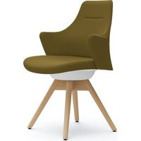 オカムラ ライブス ワークチェア ローバック 木脚/ナチュラル 張地：ツイル（単色） イエローグリーン/ホワイト CD63YW FKY9 1脚（直送品）