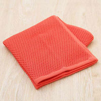 【アウトレット】ミニバスタオル ワッフル レッド（赤） 1枚 抗菌防臭加工 ロハコ（LOHACO） オリジナル