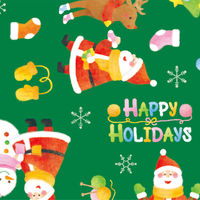 ササガワ クリスマス包装紙10枚ロール ウールサンタ緑 半才判 49-3550 1本（10枚巻）（取寄品）