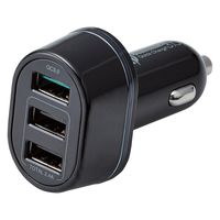 エレコム シガーチャージャー/3USBポート（自動識別）/QuickCharge3.0+USB2ポート（最大2.4A）/ブラック 1個