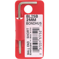 ボンダス 六角棒レンチ ボールポイント・Lーレンチ ショート メッキ 対辺2mm 首下寸法16mm 全長49mm BL2SB 1本（直送品）