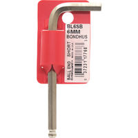 ボンダス 六角棒レンチ ボールポイント・Lーレンチ ショート メッキ 対辺6mm 首下寸法31mm 全長89mm BL6SB 1本（直送品）