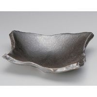 アースモス 美濃焼 盛鉢 中 銀サビ黒ちぎり角皿（大） utw-02612202 2枚入（直送品）