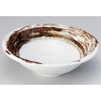 アースモス 美濃焼 盛鉢 中 白茶刷毛たわみ鉢（大） utw-02006252（直送品）