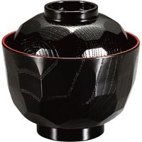 福井クラフト 耐熱 ニュー亀甲小吸椀 黒内朱 TA 1セット（5入）（直送品）