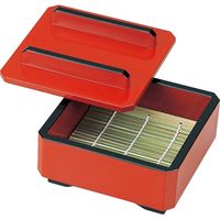 福井クラフト DX隅切ミニセイロ 朱天黒 本体（底板付） A 1セット（3入）（直送品）