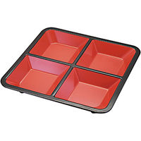 福井クラフト 四ツ仕切 朱天黒 A 1セット（3入）（直送品）