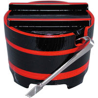 福井クラフト 桶型ガリ入 黒朱ひも （トング別） A 1セット（3入）（直送品）