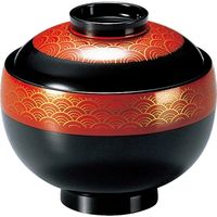 福井クラフト 布袋椀 朱正海波 A 1セット（2入）（直送品）