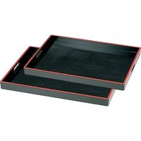福井クラフト 木製脇取盆（奥広） 黒天朱 （2枚セット） 木 1個（直送品）