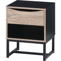 不二貿易 フーラ 引出付 サイドテーブル 幅390×奥行350×高さ500mm ブラック/ナチュラル 86125 1台（直送品）