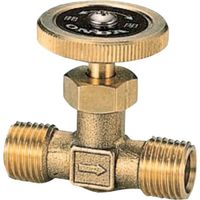 ストレートミニチュアバルブ R1/4×R1/4 樹脂ハンドル ホースニップル・スリーブ・フレアーナット付き OMV-752-1 1個（直送品）