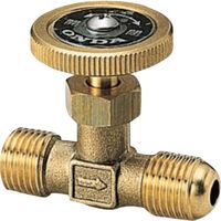 オンダ製作所 ストレートミニチュアバルブ R1/4×RフレアーG1/4 黄銅ハンドル OMV-770-3 1個 266-8907（直送品）