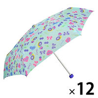 アテイン 子供用折りたたみ傘 50cm スイーツハート サックス 5195SX 1セット（12本）