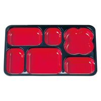 タカギ産業  弁当容器 BW-220 (2) [本体]黒・内赤22 [蓋]透明・ラディッシュ 1107599 100枚(10枚×10)（直送品）