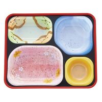 タカギ産業  弁当容器 PRR-38 [本体]赤・内A [蓋]ボーダー(ライム) 1323799 100枚(10枚×10)（直送品）