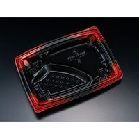リスパック 弁当容器 バイオデリカ 枠膳 10-4B K-シンシャ赤 RHBW283 1袋(50個)（直送品）