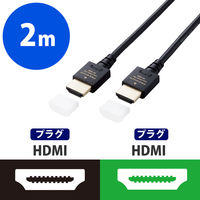 HDMIケーブル PremiumHDMIケーブル スリム 2.0m ブラック エレコム 1個（直送品）