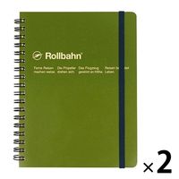 ロルバーン ポケット付メモ L B6相当 5mm方眼 オリーブ 緑 リングノート 2冊 デルフォニックス（Rollbahn）