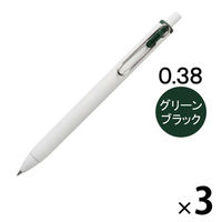 ゲルインクボールペン ユニボールワン 0.38mm グリーンブラック 緑 UMNS38.7 三菱鉛筆uni ユニ 3本