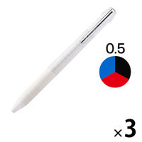 ジェットストリーム 3色ボールペン 0.5mm スリムコンパクト ホワイト軸 白 SXE3JSS05.1 三菱鉛筆uniユニ 3本