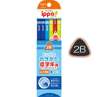 かきかたえんぴつ　低学年用　ippo（イッポ）　2B　三角軸　ブルー系　MP-SEPM04-2B　1個（2B鉛筆×10本、赤鉛筆×2本）　トンボ鉛筆
