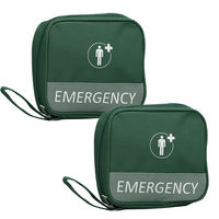 エマージェンシーポーチ Mサイズ (グリーン×2) 携帯用 軽量 防災 緊急 薬入れ 救急用 ファーストエイド 応急処置（直送品）