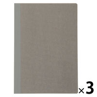 無印良品 上質紙 フラットに開くノート B6 横罫縦ドット 80枚 ライトグレー 1セット（3冊） 良品計画