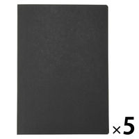無印良品 上質紙 フラットに開くノート A5 横罫 80枚 黒 1セット（5冊） 良品計画