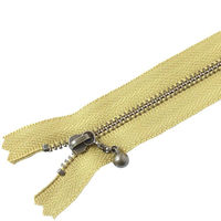 Y.K.K 玉付きファスナー アンティークゴールド 25cm イエローグリーン 3GKB25-510（直送品）