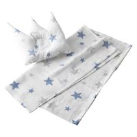 アヴァンス モスリンガーゼのベビー王冠型まくらとフリーケットセット ブルー 1箱（直送品）