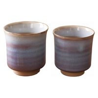 服部天龍 萩焼 萩むらさき 夫婦湯呑 E3ー17 1箱（直送品）