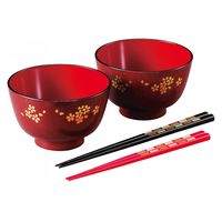 ミタニ 京小花 ペアレンジ汁椀(箸付) 溜 M14863 1箱（直送品）