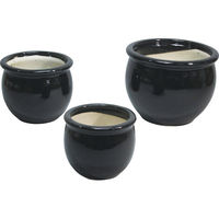 陶器 3点セット 大和工業 陶器植木鉢3点セット ブドウ柄 P03/3BB 1箱(直送品