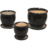 大和工業 陶器植木鉢3点セット（受皿付）