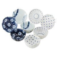 陶友長江商店 美濃路染付 プチプレート&ボウル8ピースセット T2014101ー0003 1箱（直送品）