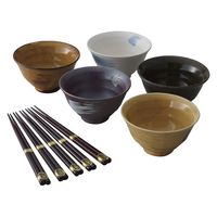 茶漬揃い陶器の茶碗 5個セット 花柄・葉柄和食器 ブルーム 釉彩 茶漬碗5客揃 箸付 60442 1箱（直送品） - アスクル