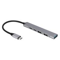 USBハブ Type-Cハブ 5ポート 超スリム USB Type-C×2 USB-A×2 アルミ ...