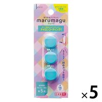 デビカ 強力両面マグネット マルマグ 直径18mm ライトブルー 073374 1セット（15個：3個×5）