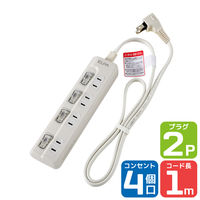 朝日電器 LEDランプ スイッチ付タップ4P1m上 WLS-LU41EB(W) 1個