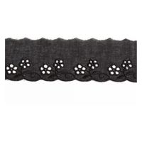 (株) 一井商店 綿レース フラワー 幅4cm 28m巻 黒 CL1256-09 1セット(長さ28m×2巻)（直送品）