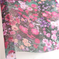 日本紐釦貿易 日本紐釦　転写チュール　ピンクの花々　巾約68cm　2mカット　94727-1012-2M　約巾68cm×2mカット（直送品）