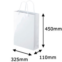 手提げ紙袋　ミラーフィルムタイプ　丸紐　ホワイト　L　1袋（5枚入）　アスクル  オリジナル（わけあり品）