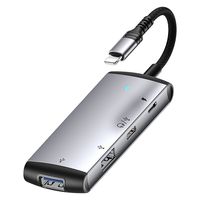 ライトニング USBハブ Lightning[オス] - Lightning[メス]＋USB(C)[メス]＋USB(A)[メス]×2 充電 データ転送