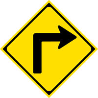 グリーンクロス 警戒標識　Ｍ２０３　右（または左）方屈折あり　マグネット６００角　1枚（直送品）