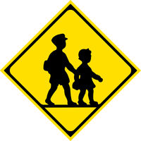 グリーンクロス 警戒標識 E208 学校、幼稚園、保育所等あり エコボード